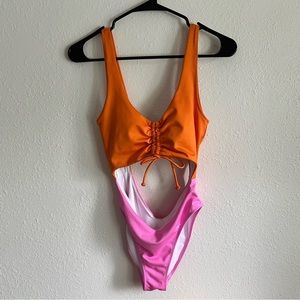 Victoria’s Secret Swim Suit One Piece Pink and Orange Size S